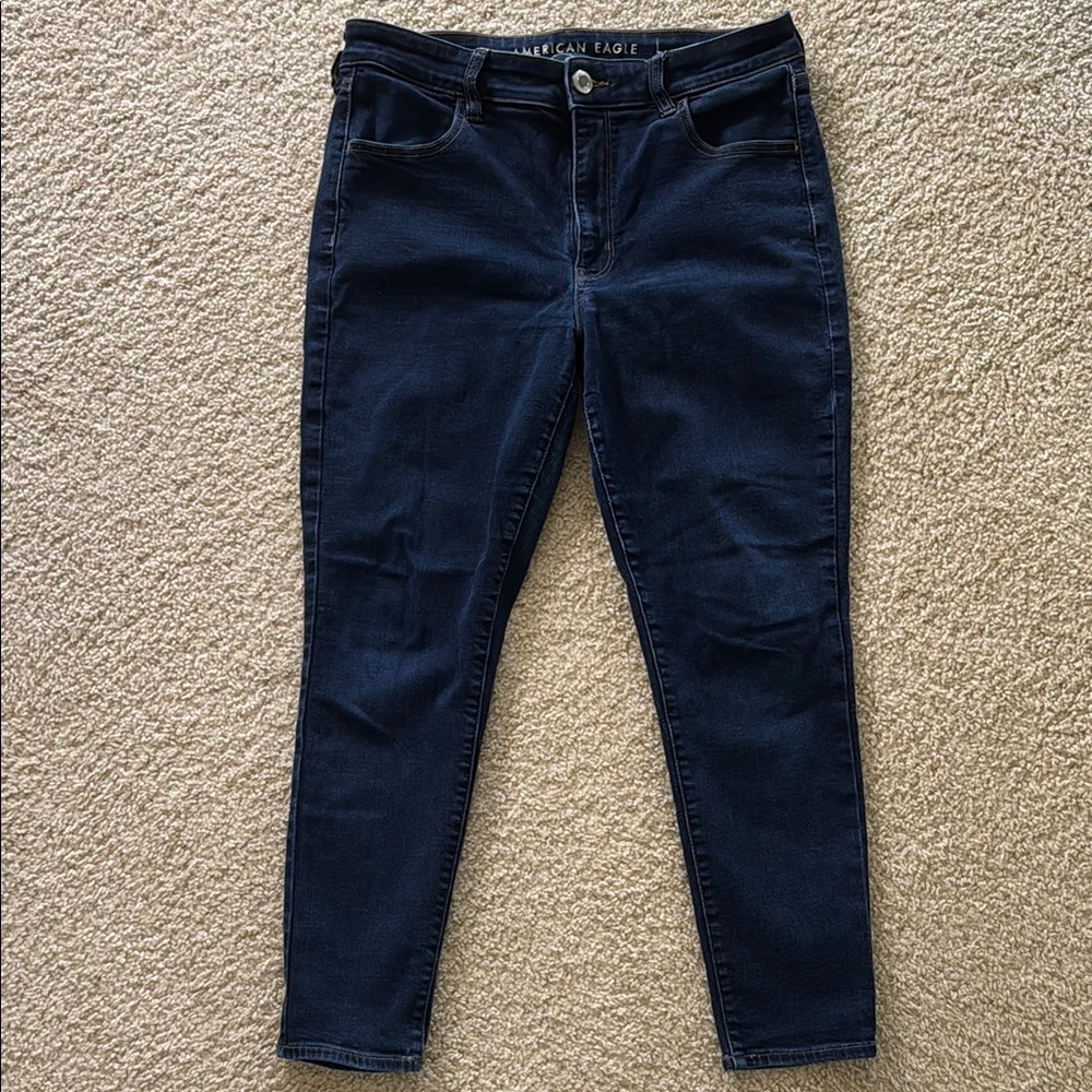 American Eagle Outfitters Blue High Rise Jegging Skinny Jeans Modern Fit -14 S